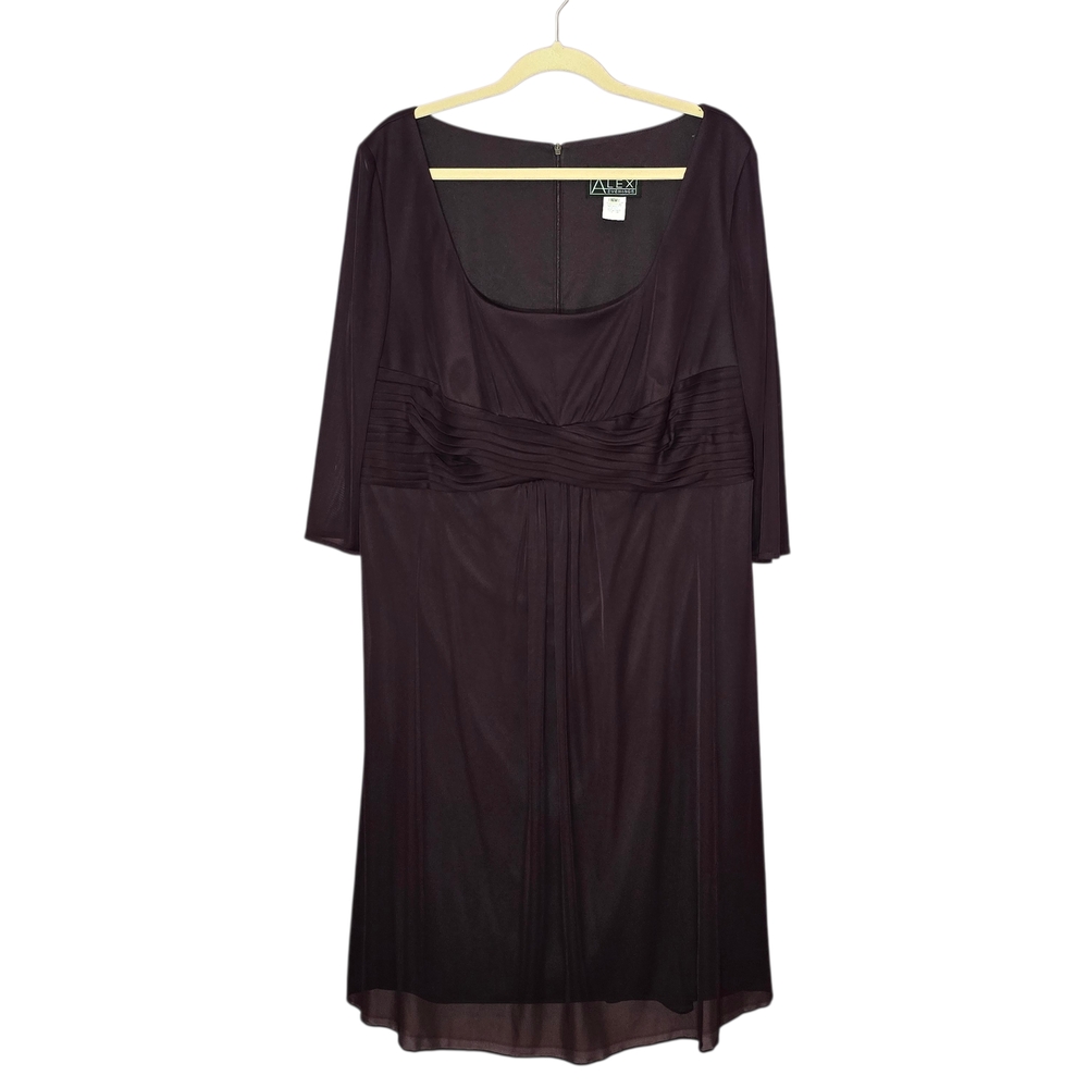 Alex Evenings Purple Eggplant Midi Formal Dress Plus 16W